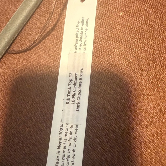 Brown Ribbed Tank Top 100 % cashmere - Picture 4 of 5